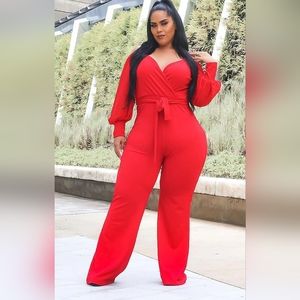 NWT Fashion Nova Talking For Your Charm Jumpsuit 3X - Red